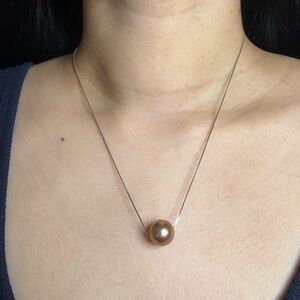Chocolate pearl metallic luster 925s silver necklace